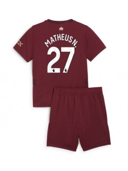 Manchester City Matheus Nunes #27 Ausweichtrikot für Kinder 2024-25 Kurzarm (+ Kurze Hosen)